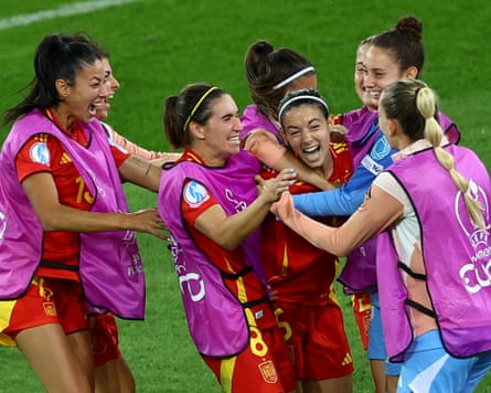 Aitana Bonmatí celebrates scoring Spain's extra-time winner.