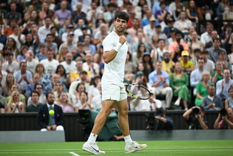 Carlos Alcaraz of Spain reacts.