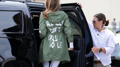 Melania Trump wears 'I don't care' jacket en route to child detention centre – video 