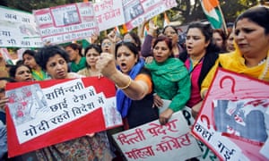 Protests against the rape of a female Uber passenger in December 2014.