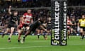 Aphelele Fassi scores the Sharks’ second try against Gloucester in the European Challenge Cup final.