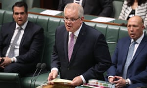 Scott Morrison makes a statement backing Angus Taylor in parliament on Tuesday