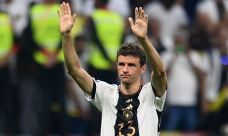 Thomas Müller looks dejected after the final whistle against Costa Rica.