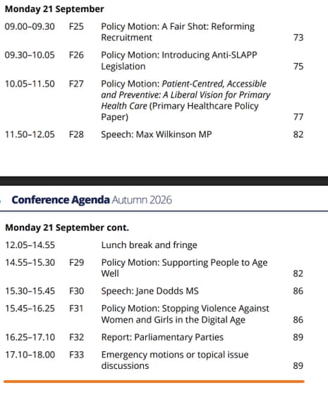 Lib Dem conference agenda