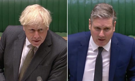 Boris Johnson and Keir Starmer during prime minister’s questions