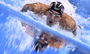 Michael Phelps competing in the men's 200m individual medley final at the 2016 Olympic Games in Rio