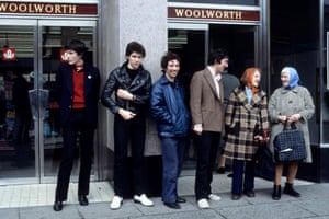 Buzzcocks pose outside Woolworths in 1978. By this point the classic lineup had been established, with Steve Garvey replacing Garth Smith.