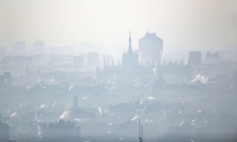 Pollution over Milan in northern Italy