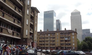 London Canary wharf and council houses