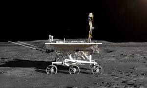 An artist’s impression of Chang’e-4’s lunar rover on the moon.