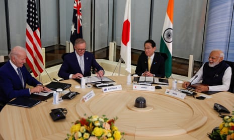 US president Joe Biden, Australia's PM Anthony Albanese, Japan's PM Fumio Kishida and India's PM Narendra Modi hold a Quad meeting on the sidelines of the G7 summit in Hiroshima.