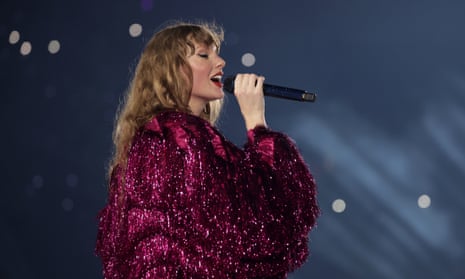 Taylor Swift performs during her Eras tour in Singapore.