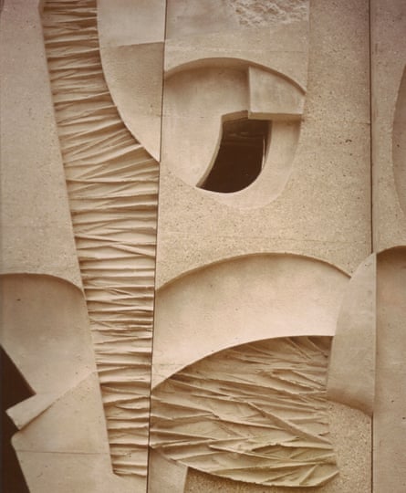 A panel detail of Celestial; the holes were added so workers could keep an eye out for carts carrying cards
