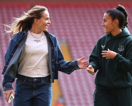 Liverpool's Lily Woodham (left) and and Maz Pacheco (right) have a chat amid the breeze.