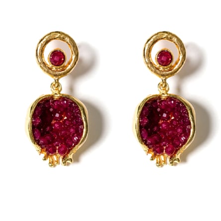 Wolf & Badger Pomegranate Earrings With Jade Accents By Kybele Studio