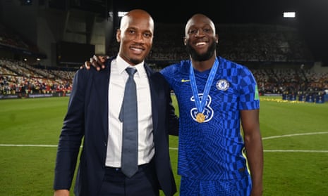 Didier Drogba and Romelu Lukaku pose for a photo after Chelsea’s victory in Abu Dhabi.