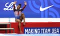 Simone Biles waves to fans at the US Olympic gymnastics trials
