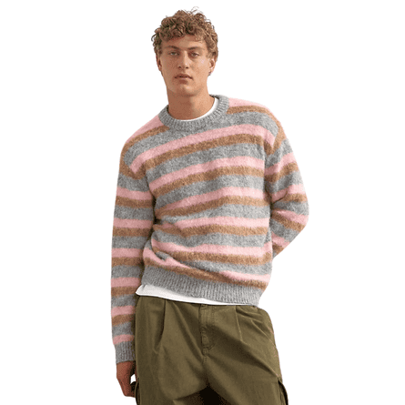Topman classic fit fluffy jumper with stripe in pink