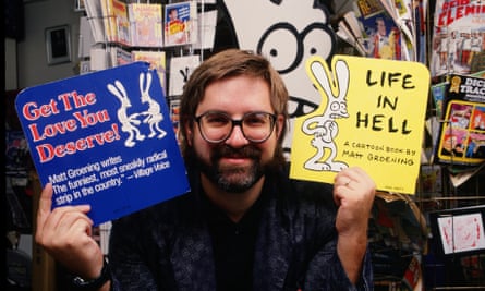 Matt Groening with his Life in Hell comic book