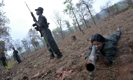 Maoist Naxalite revolutionaries exercise in the central Indian state of Chattisgarh.