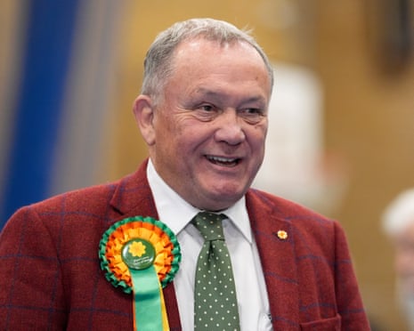 Plaid Cymru’s Lindsay Whittle as byelection counting begins at Caerphilly Leisure Centre on Friday