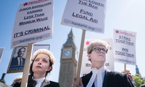Barristers protest outside the Houses of Parliament in London last month.