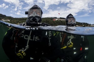 two divers submerged in water