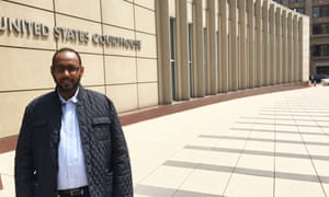 Abdihamid Farah Yusuf stands outside courthouse in Minneapolis.