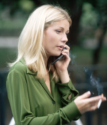 Paltrow on the phone, smoking