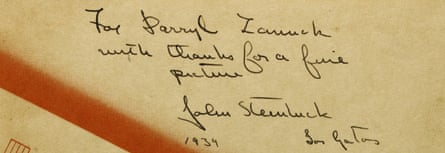 John Steinbeck expresses his gratitude to legendary Hollywood producer Darryl F Zanuck