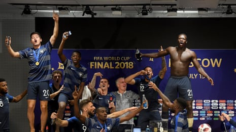 French players invade Didier Deschamps's press conference - video