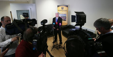 Defence Secretary Sir Michael Fallon during a visit to Harland and Wolff heavy industries in Belfast today.
