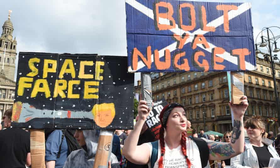 Anti-Trump protesters in George Square, Glasgow