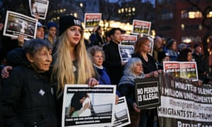 Activists and Daca recipients protest against the Trump administration’s policies during a demonstration in New York in March.