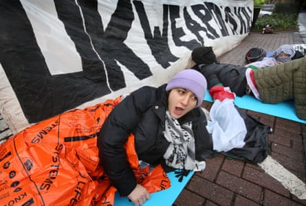 Teuta Hoxha at a protest