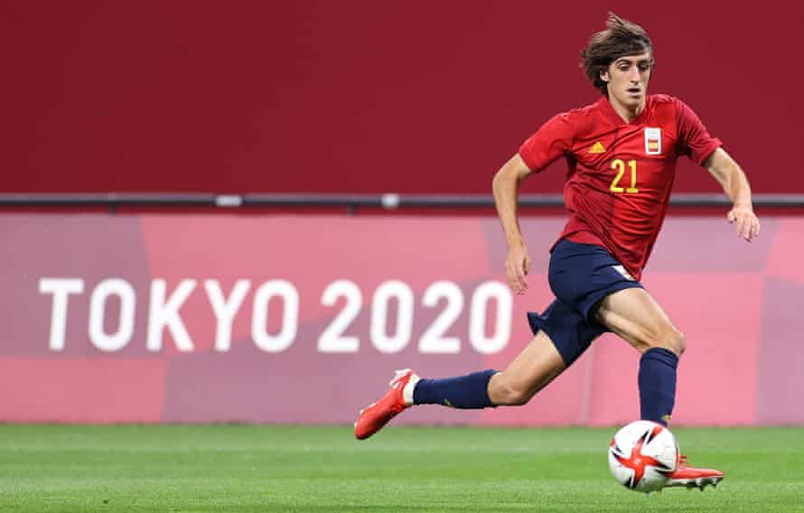 Bryan Gil in action for Spain against Australia at the Tokyo Olympics on Sunday.