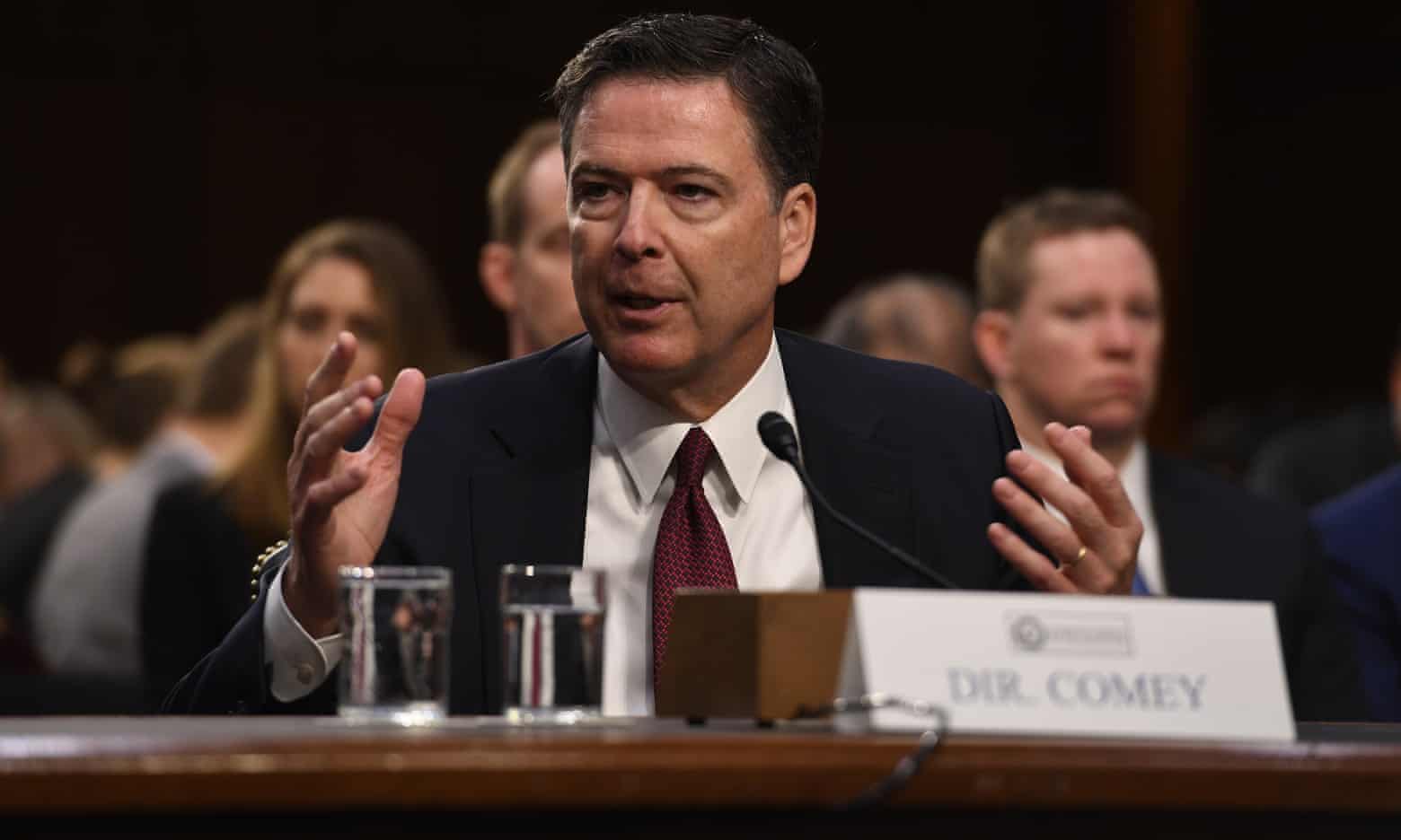 Former FBI director James Comey testifies in front of the Senate intelligence committee Thursday in Washington.