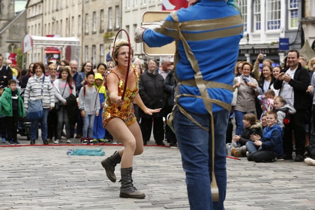 Hazel Anderson, AKA Able Mable, performs on the Royal Mile.