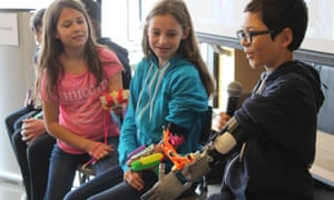 Rather than replace a hand, the Superhero Cyborg project encouraged children to use 3D design and printing tools to create a unique prosthetic that gave then a new superpower - like shooting glitter, carrying a heavy bag or holding the reins while horse riding