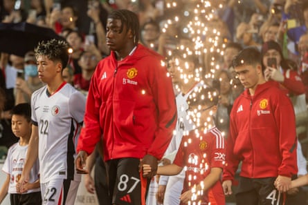 Godwill Kukonki of Manchester United walks out to face Hong Kong last Friday
