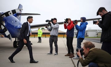 Rishi Sunak disembarks at Inverness airport ahead of a campaign event