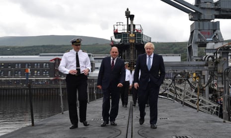 Boris Johnson (right) visiting HMS Vengeance with Defence Secretary Ben Wallace at HM Naval Base Clyde in Faslane, Scotland.