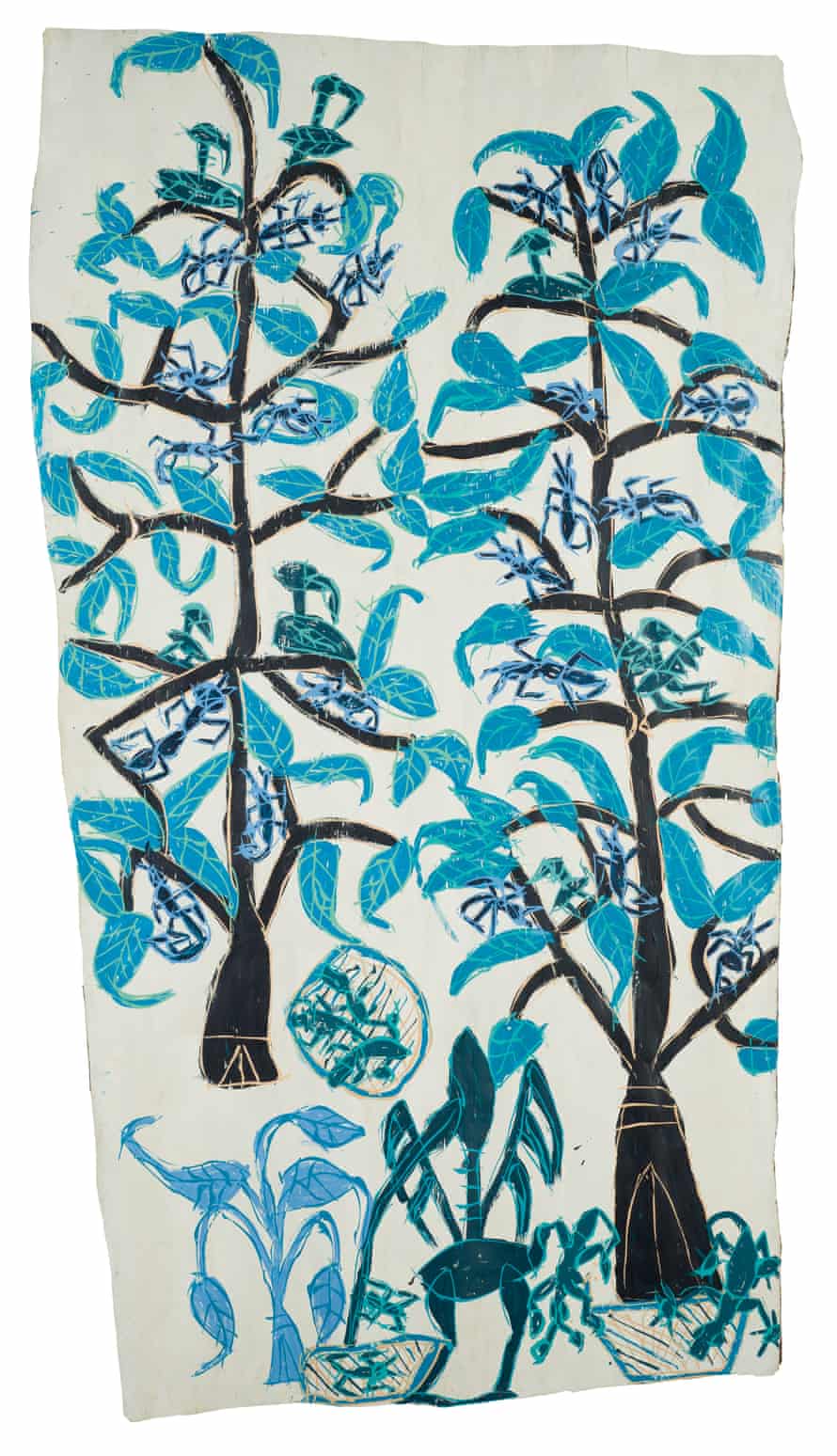 TravelGuides - ‘It keeps me alive’: the politically potent bark paintings of Dhambit Munuŋgurr | Indigenous art 7 Bees at Gäṉgän, which won the bark painting award at the National Aboriginal and Torres Strait Islander Art Awards. Image courtesy Museum and Art Gallery of the Northern Territory.