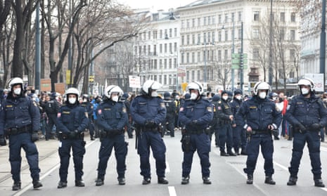 line of Police in Vienna, Austria