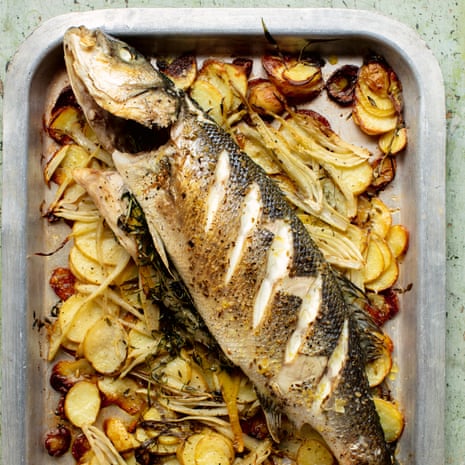 Debora Robertson's updated Sunday lunch: whole roast sea bass