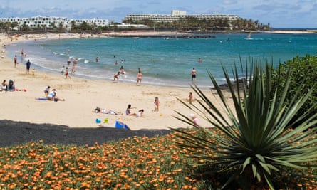 Sun worship: the beach at Costa Teguise, Lanzarote.