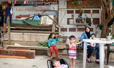 Syrian refugee Widad Barghouz with her children in Beirut.