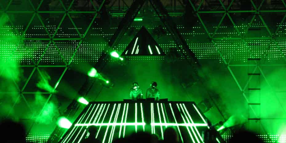 Daft Punk playing the 2006 Coachella festival.