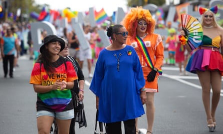 Georgina Beyer at Auckland Rainbow Pride Parade in February 2020.