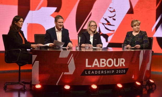 Lisa Nandy, Keir Starmer, Rebecca Long-Bailey and Emily Thornberry attend the first televised Labour leadership debate.